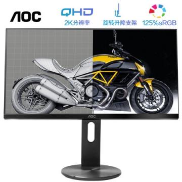 AOC 27英寸 2K IPS广视角 106%NTSC广色域 商用办公 节能 低蓝光不闪 旋转升降液晶显示器 Q2790PQ