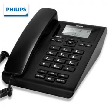 飞利浦（PHILIPS）电话机座机 固定电话 办公家用 免电池 来电显示 免提通话 CORD108 (黑色)