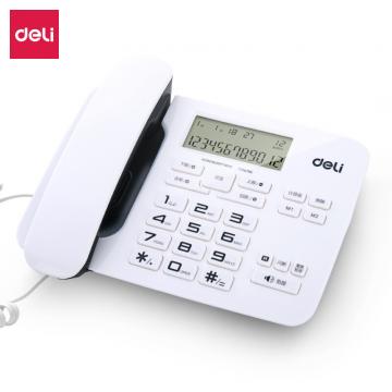 得力（deli)电话机座机 固定电话 办公家用 免电池 双接口 794 白
