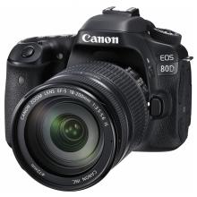 佳能EOS80D单反套机含镜头18-200mm+闪迪128GSD卡+单反相机包+天利TRW-UV72mm口径+沣标FB-360读卡器+威高D-15318清洁套装×单位：台